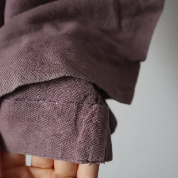 Linen Mid Rise Wide Leg Purple Pants - Picture 5 of 8